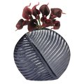 Uniquewise Aluminium-Casted Leaf Shaped Centerpiece Flower Table Vase, Two Tone Grey 7.5 Inch QI004131